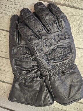 Harley Davidson Motorcycles Gloves Mens Medium Black Insulated Leather Gauntlet